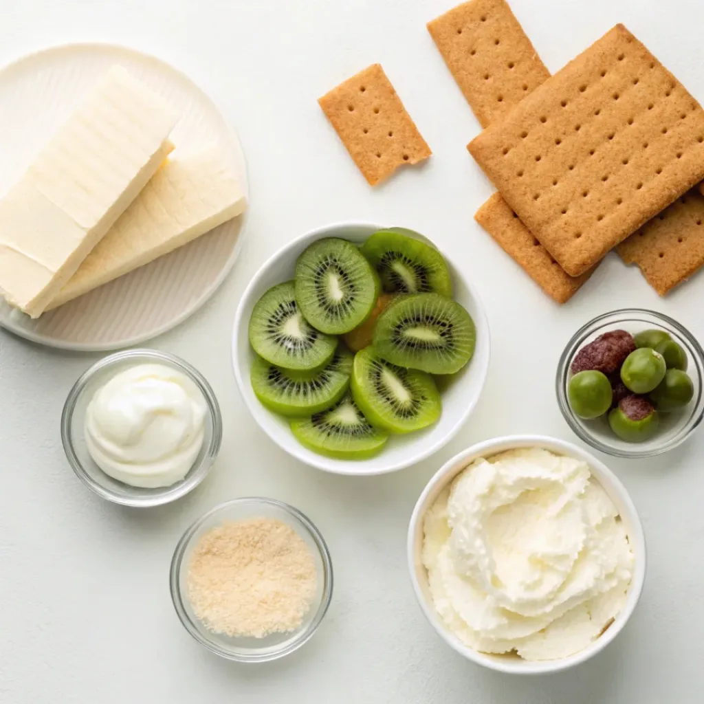 Ingredients for No Bake Kiwi Cheesecake