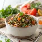 Bowl of fresh lentil salad