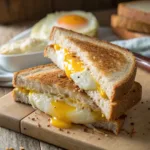 Fried egg sandwich with runny yolk