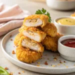 Plate of crispy homemade chicken nuggets