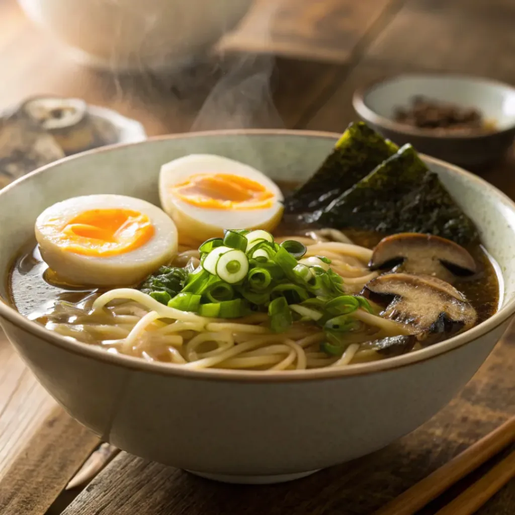 Bowl of homemade ramen ready to eat