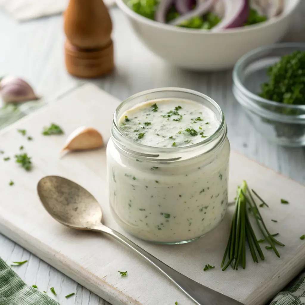 Homemade ranch dressing in a jar