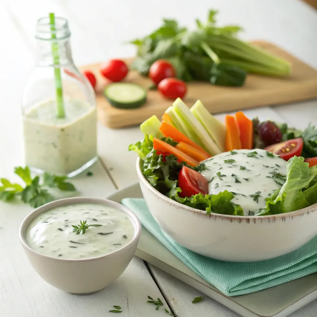 Homemade ranch dressing served with vegetables