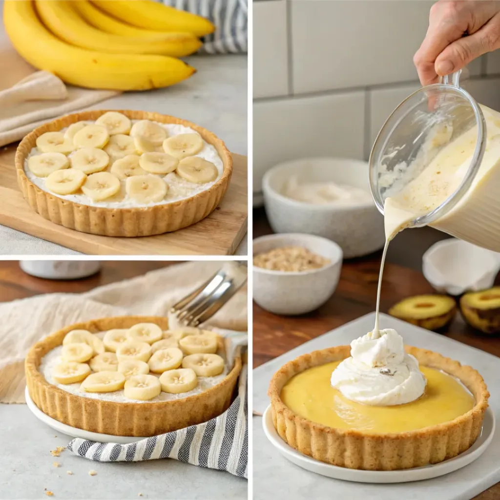 Steps of preparing banana crème pie