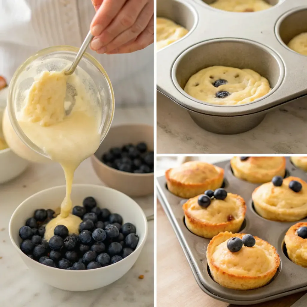Steps of preparing blueberry popovers