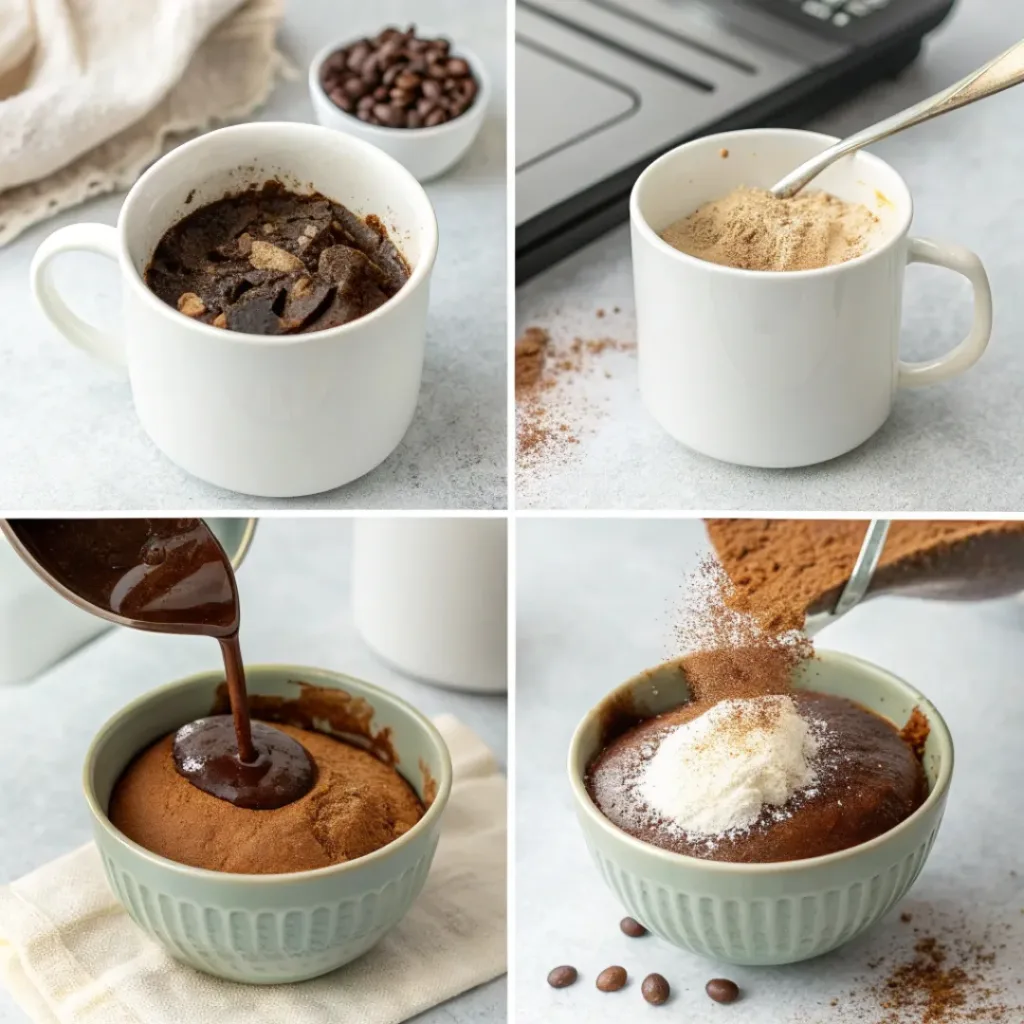Step-by-step preparation of chocolate mug cake