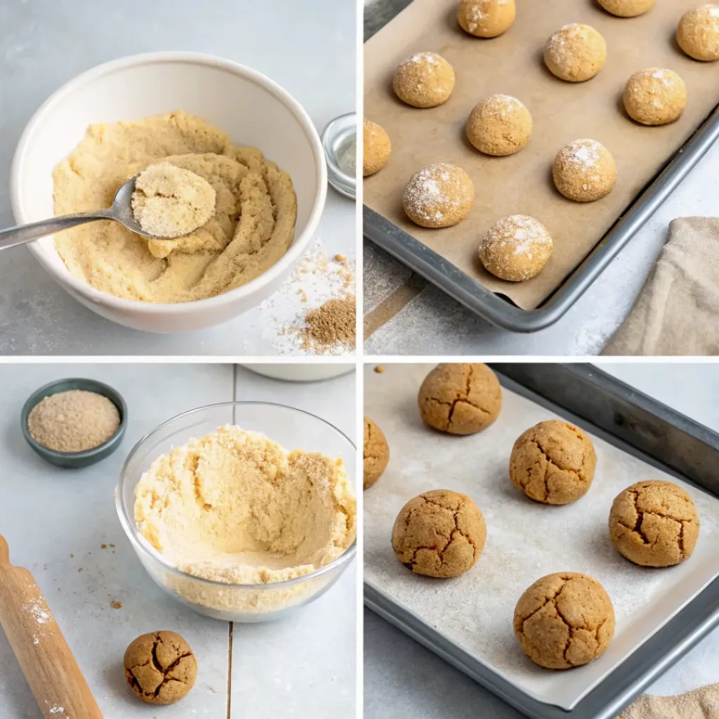 Homemade Chocolate Sugar Cookies 7 Step-by-step collage showing chocolate sugar cookies preparation