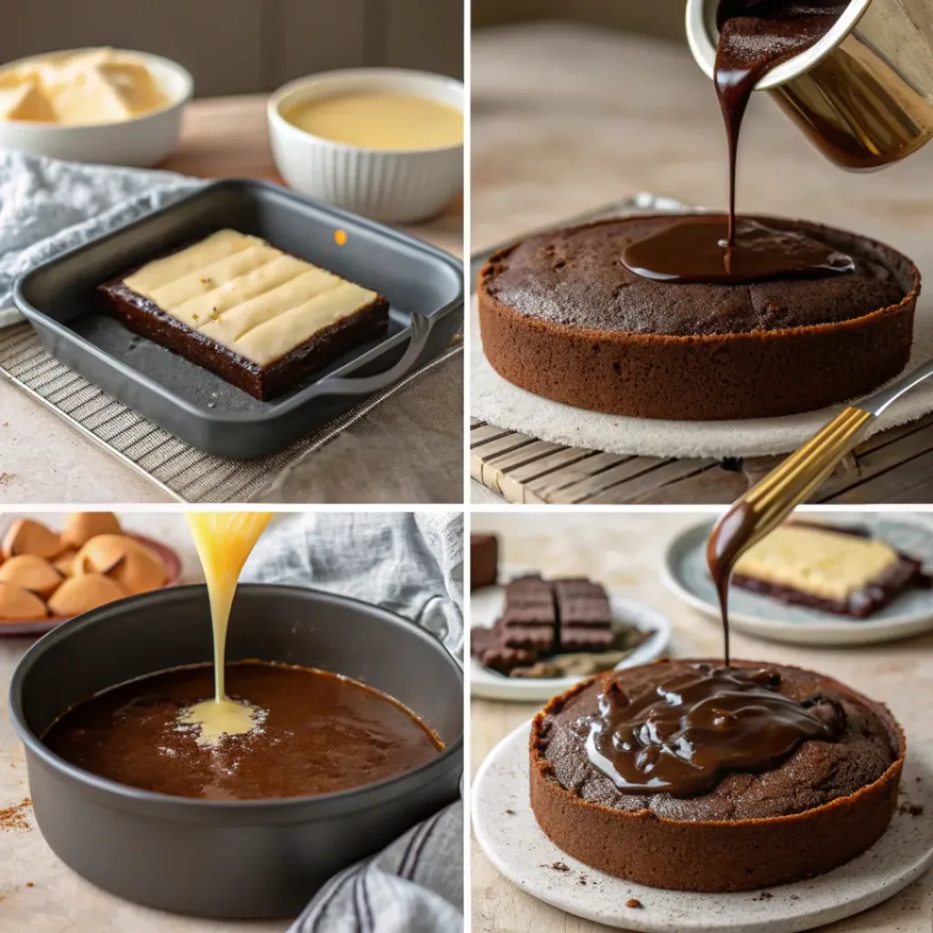 Steps of making chocolate torte