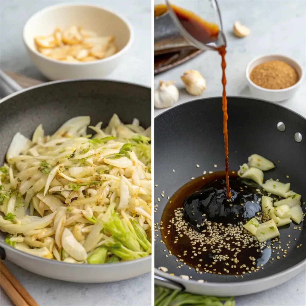 Easy Cabbage Stir‑Fry – Quick & Healthy Side 7 Step-by-step collage showing cabbage stir‑fry preparation