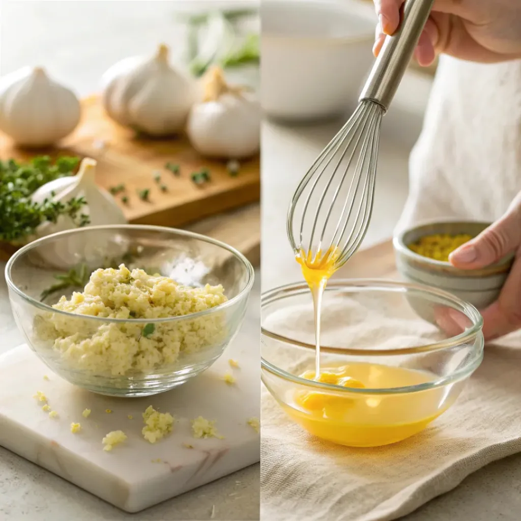 Steps of preparing homemade garlic aioli