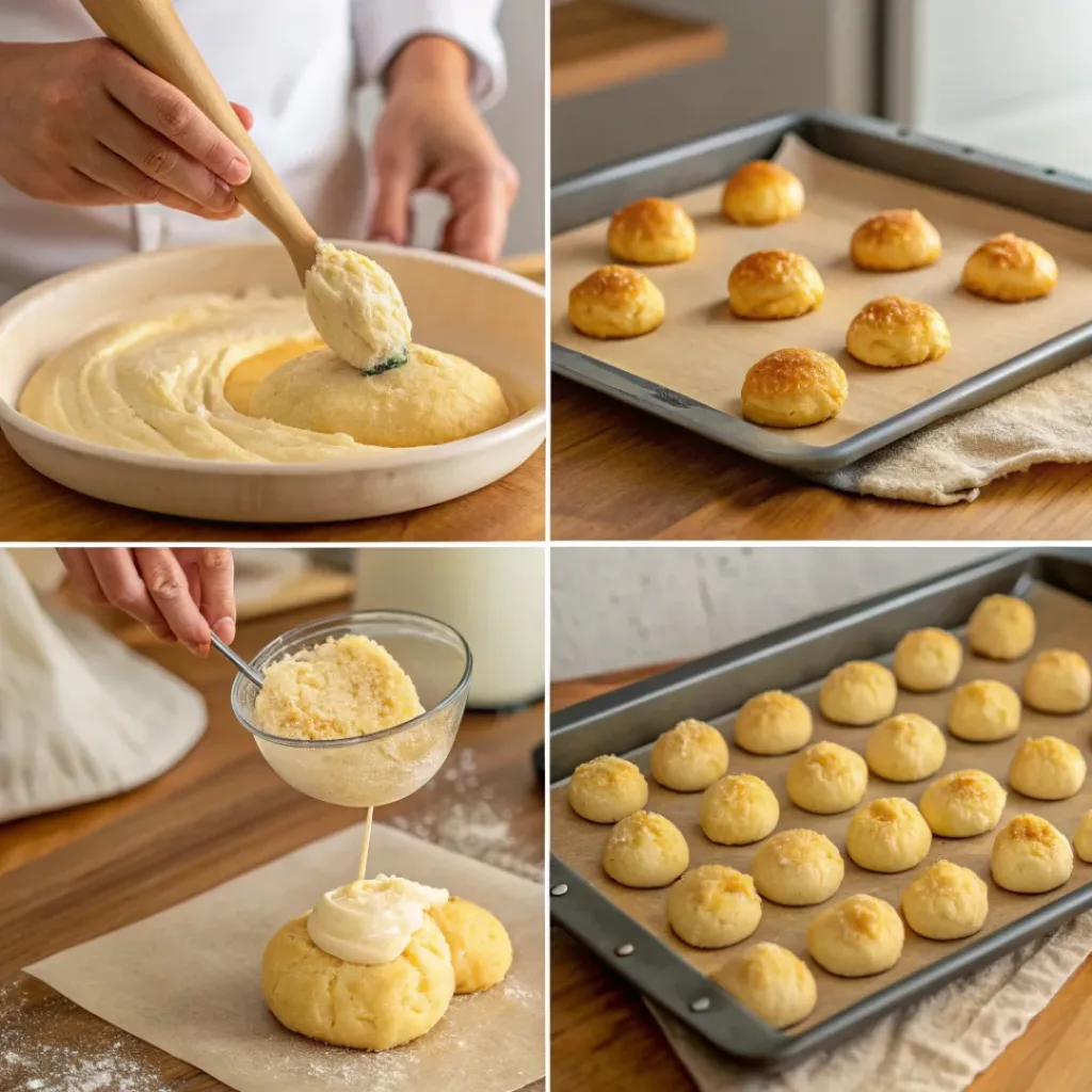 Steps of preparing Irish cheese puffs