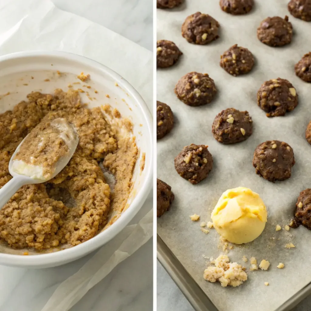 Quick Chocolate Oatmeal Cookies Without Baking 7 Step-by-step collage showing no‑bake chocolate oatmeal cookie preparation