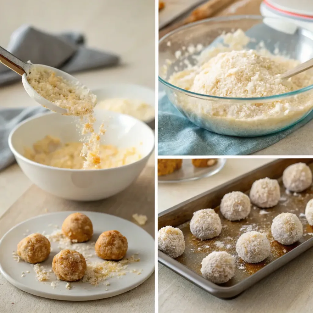 Steps of preparing raspberry coconut energy balls