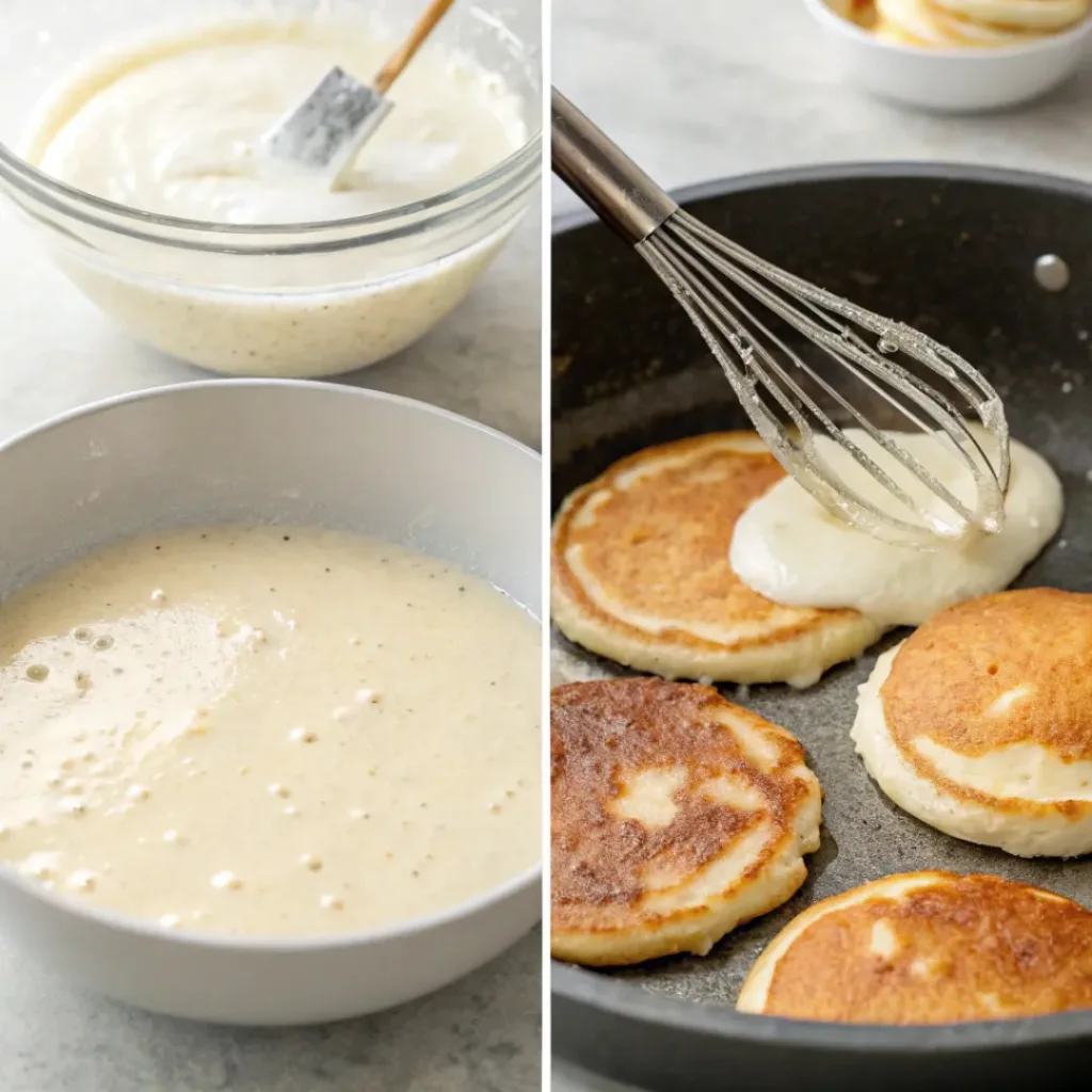 Step-by-step preparation of red velvet pancakes