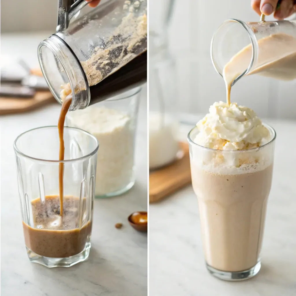 Steps of preparing Vanilla Bean Frappuccino