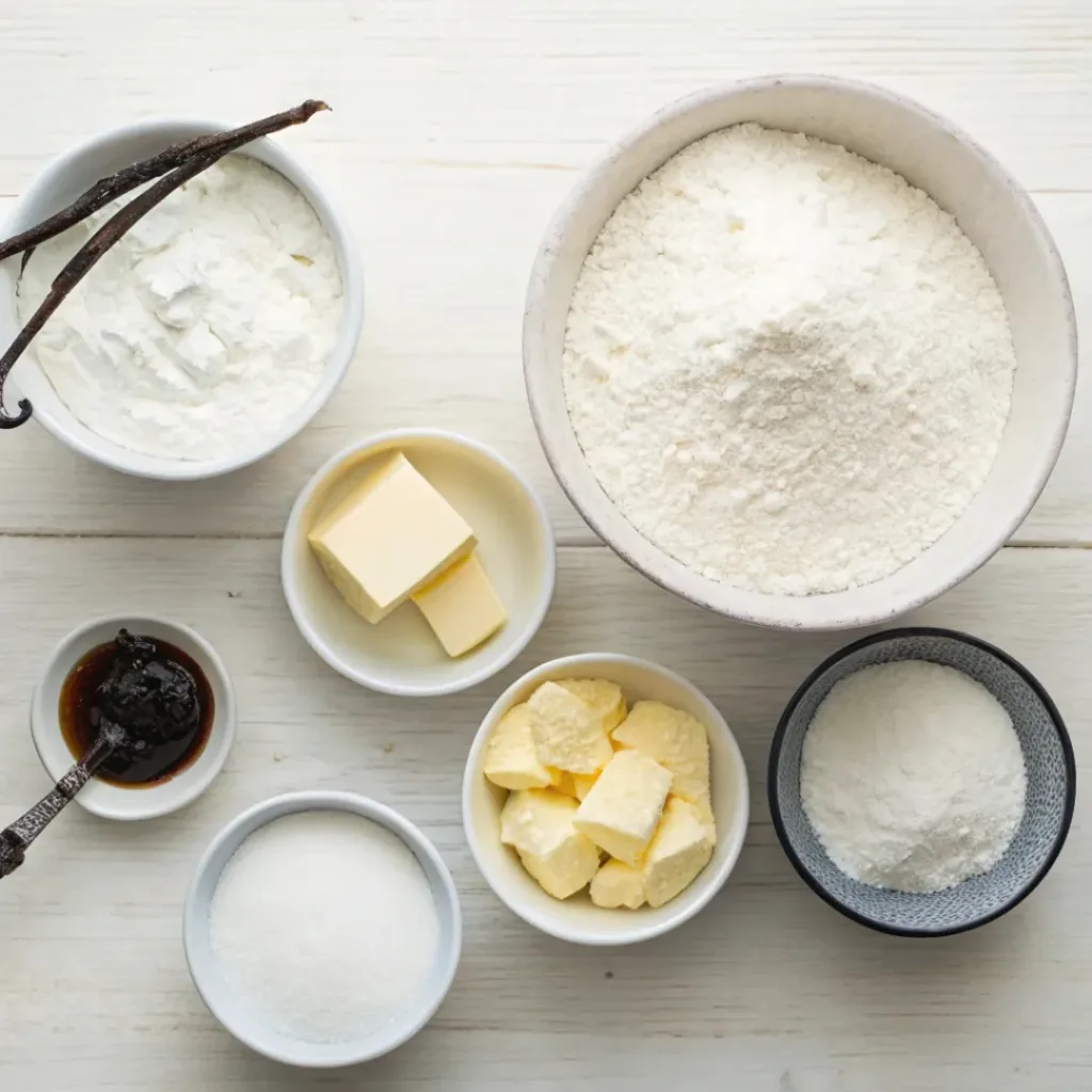 Fluffy Classic Sweet Cream Scones 6 Flat lay of sweet cream scone ingredients
