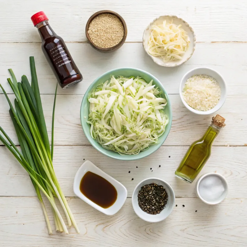 Easy Cabbage Stir‑Fry – Quick & Healthy Side 6 Flat lay of cabbage stir‑fry ingredients
