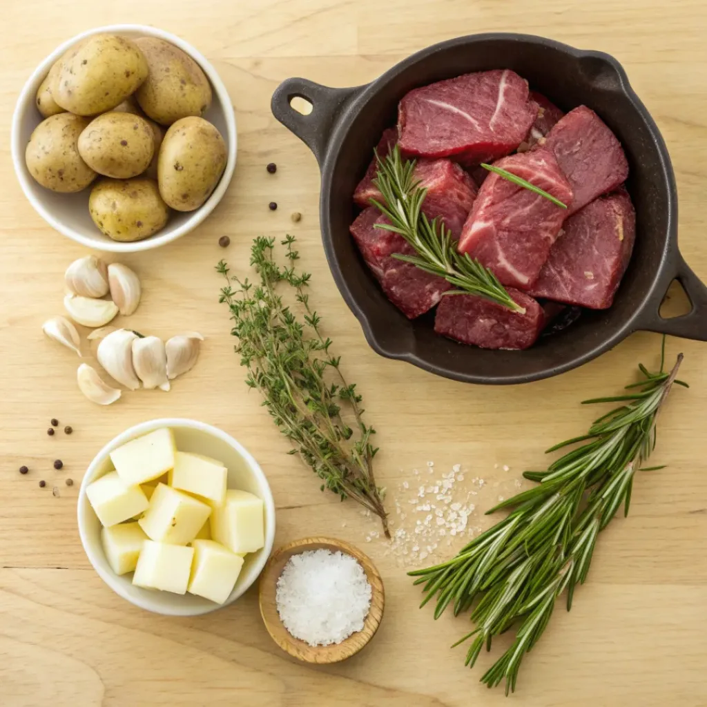 Ingredients for Garlic Butter Steak and Potato Skillet