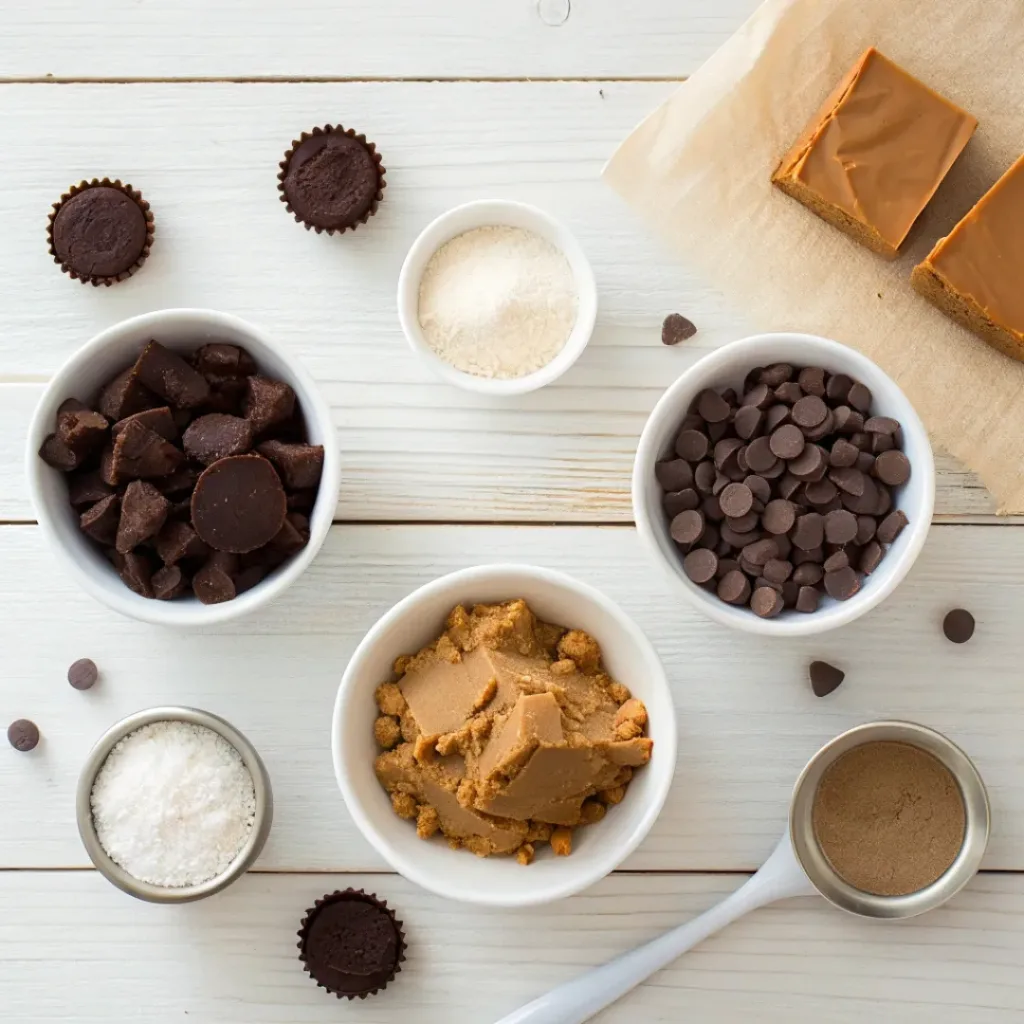 Flat lay of ingredients for homemade Reese’s