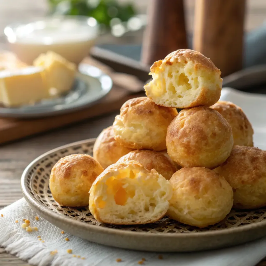 Plate of golden Irish cheese puffs