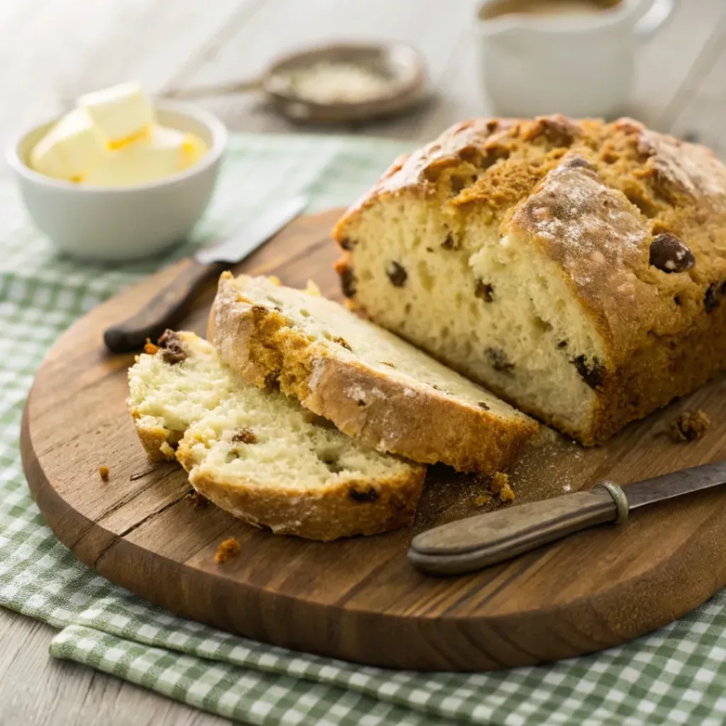 Sliced Irish soda bread ready to eat