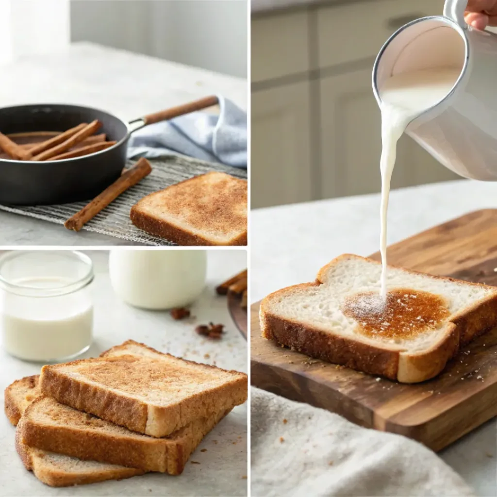 Step-by-step milk toast preparation