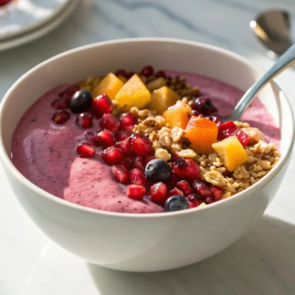 Pomegranate Smoothie Bowl Served