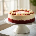 Red velvet cheesecake with cream cheese topping