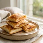 Golden sourdough discard breakfast pockets on a plate