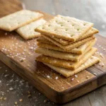 Sourdough Discard Crackers stacked on a board