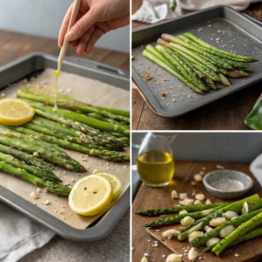 Roasted Asparagus with Lemon and Garlic – Bright, Tender, and Flavorful 7 Step-by-step preparation of roasted asparagus with lemon and garlic