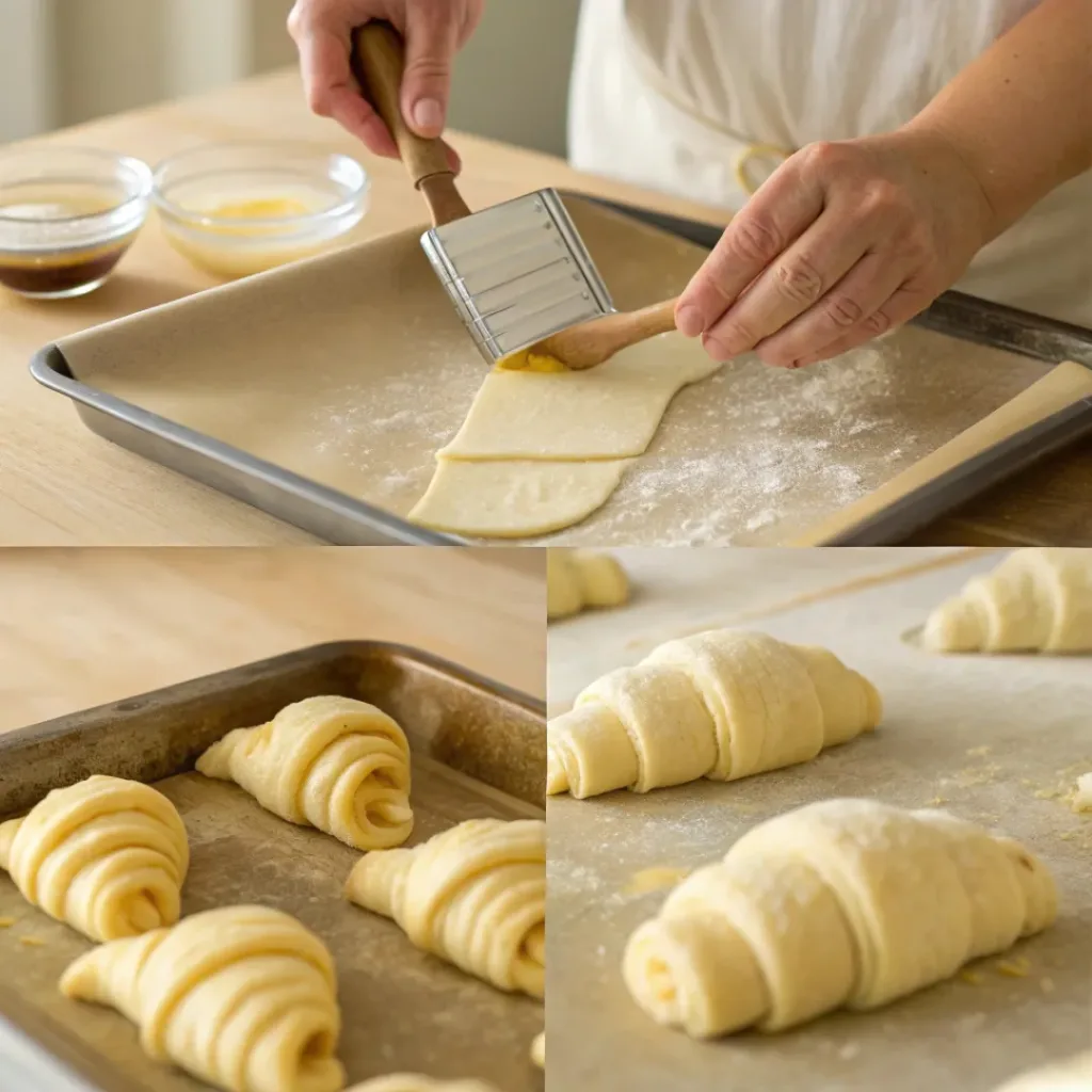 Steps of preparing French croissants