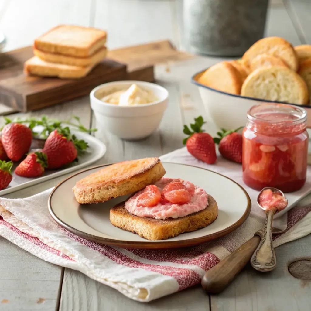 Strawberry Butter – Sweet Spread for Breakfast & Brunch 8 Strawberry butter spread on toast