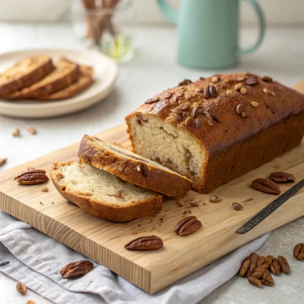 Sweet Alabama Pecan Bread – Rich & Nutty Treat 8 Slices of Sweet Alabama Pecan Bread served with butter and coffee