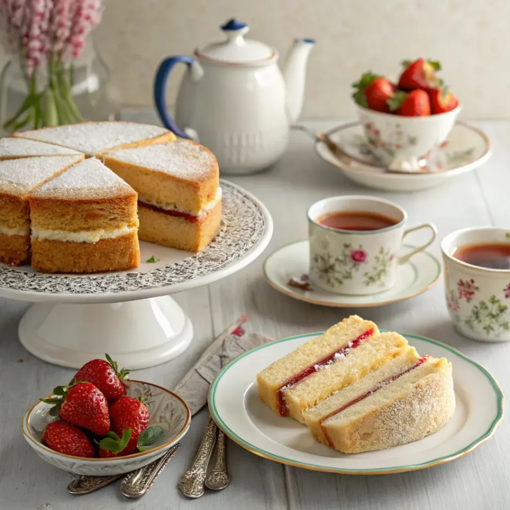 Classic Victoria Sponge Cake 8 Victoria Sponge Cake Served with Tea