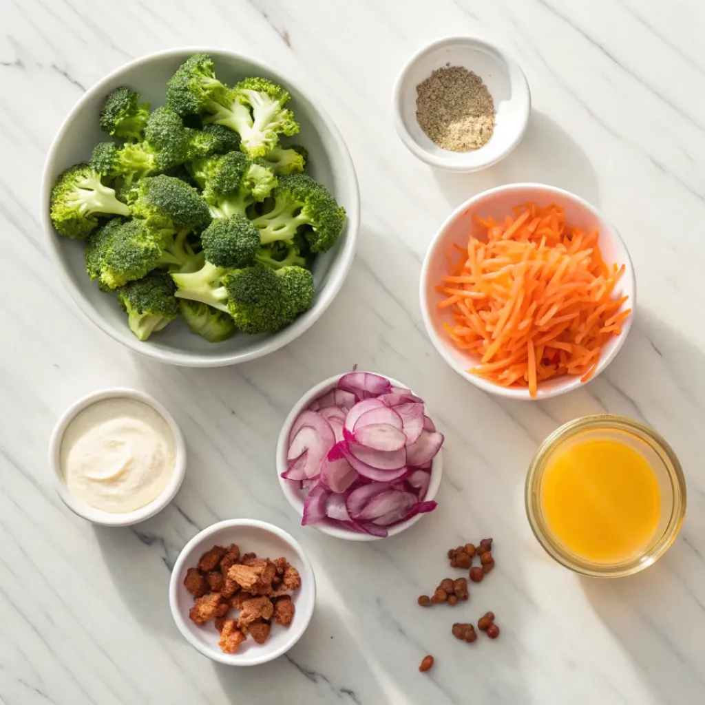Broccoli Salad Ingredients Flat Lay