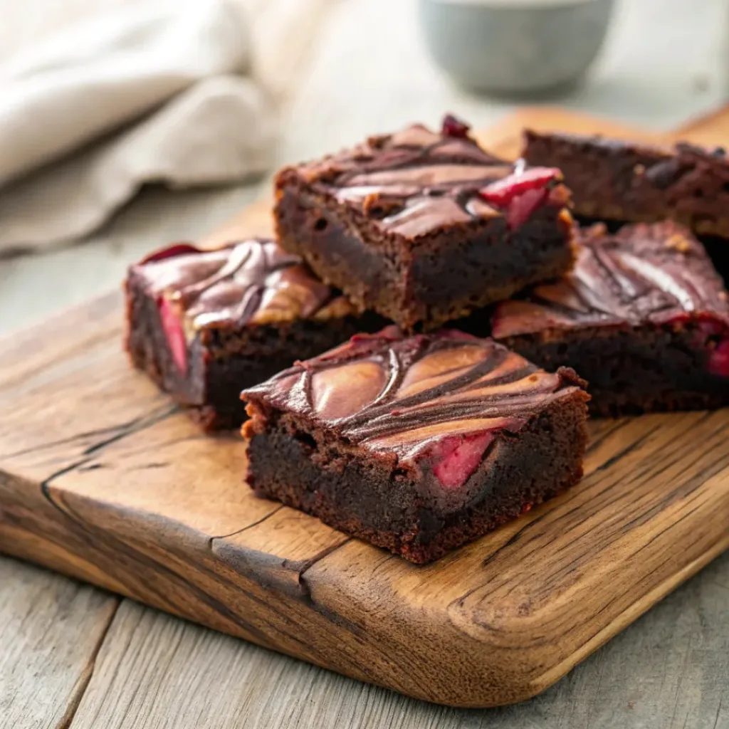 Dark Chocolate Rhubarb Brownies – Rich, Tangy & Fudgy