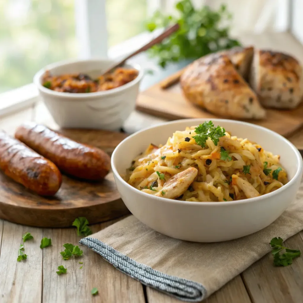 Fried Cabbage – Quick & Savory Side Dish 8 Fried cabbage served as a side with roasted chicken