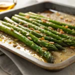 Honey glazed roasted asparagus with slightly caramelized tips