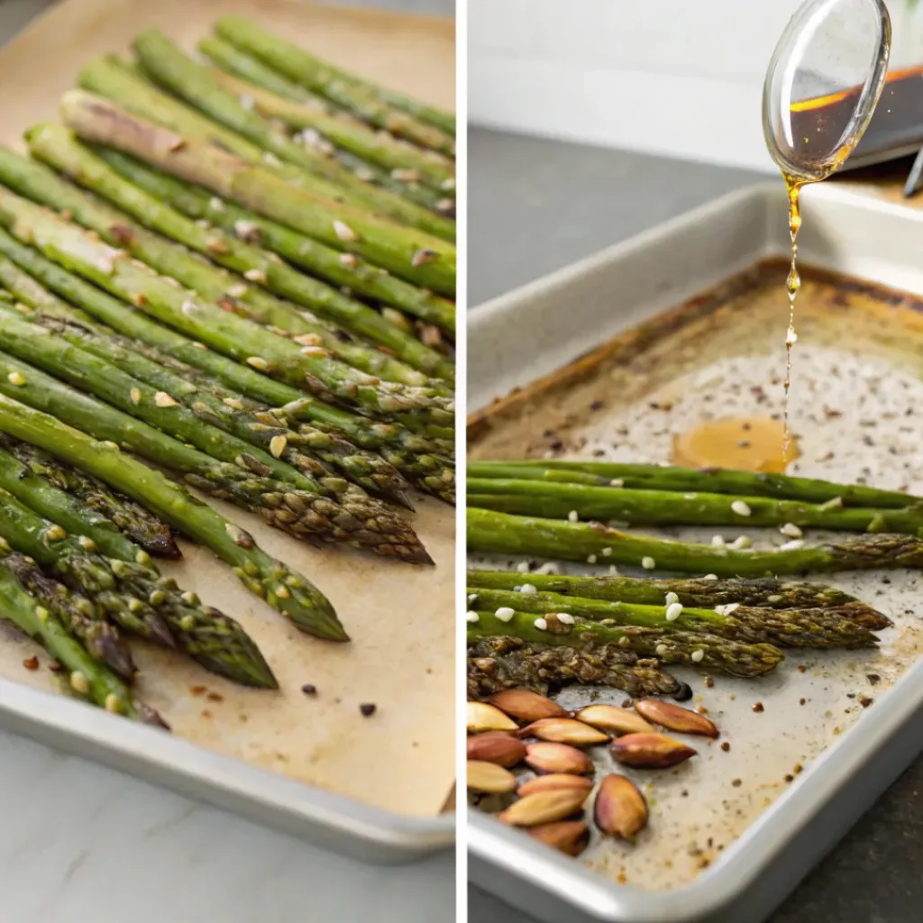 Honey Roasted Asparagus – Sweet & Tender Side 7 Step-by-step collage showing preparation of honey roasted asparagus