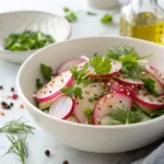 Fresh radish salad with herbs and vinaigrette