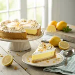 Creamy lemon supreme pie with graham cracker crust and fluffy topping.