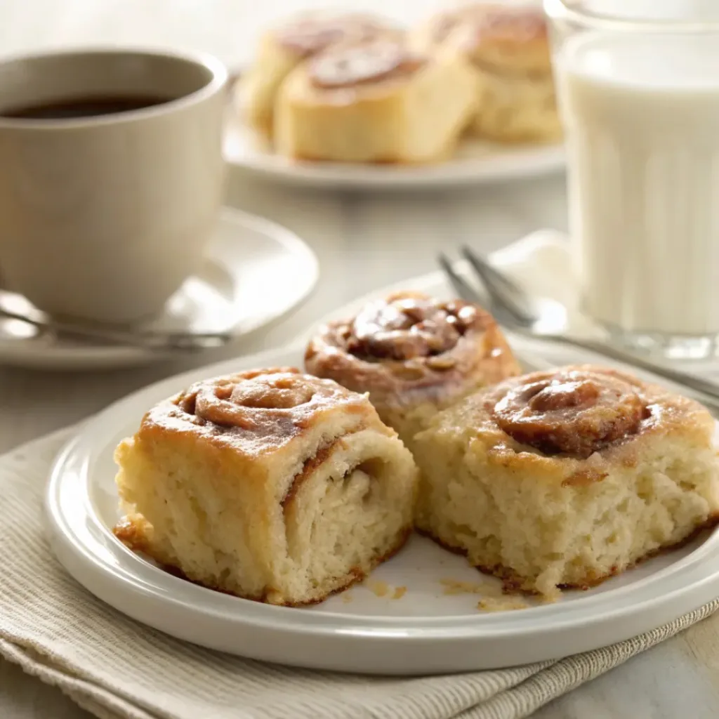 Cinnamon butter biscuits served with coffee in cozy setting