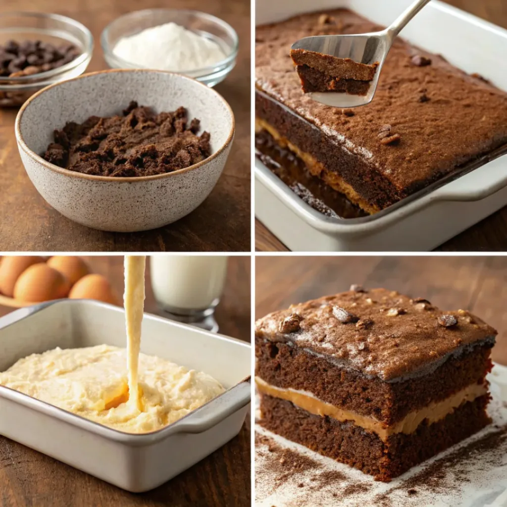 Step-by-step guide to making chocolate dump cake.