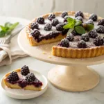 Blackberry tart with fresh berries and golden crust