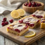 Cherry pie bars with lemon glaze and buttery crust