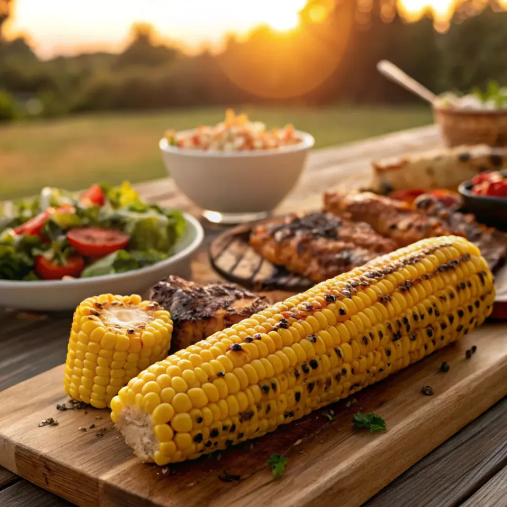 Grilled Corn on the Cob – Smoky, Juicy & Buttery Summer Classic 8 Grilled corn served with BBQ meats and summer sides