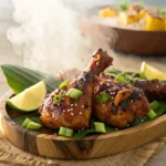 Grilled Hawaiian chicken glazed with huli huli sauce and pineapple