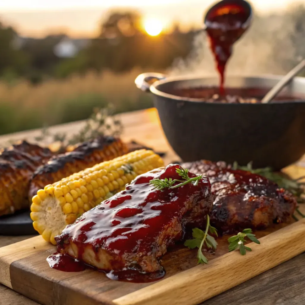 Homemade Cherry BBQ Sauce – Sweet, Smoky & Tangy Grilling Sauce 8 Cherry BBQ sauce glazed over grilled chicken and ribs