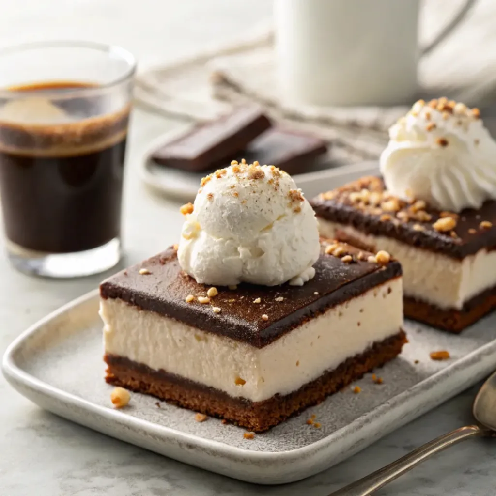 Ice cream bars with hot fudge sauce served on a dessert plate